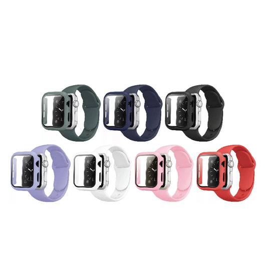 Silicone Sports Watch Band Strap + Case Set For Apple iWatch Series 9 / 8 / 7 / SE / 6 / 5 / 4 / 3 / 2 / 1 38 / 40 / 41 / 42 / 44 / 45mm