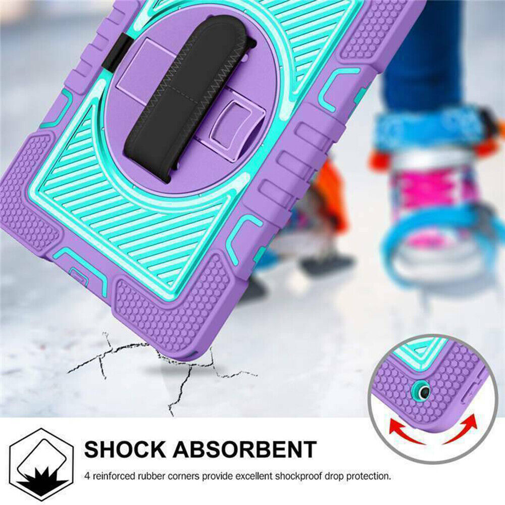 For iPad Rugged Stand Hard Case Shockproof Hybrid Cover + Strap