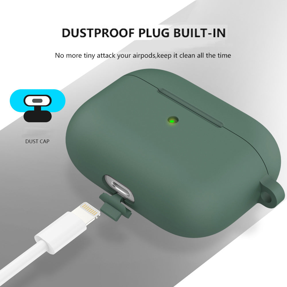 For Apple AirPods Silicone Case Protective Soft Cover Shell Key Chain