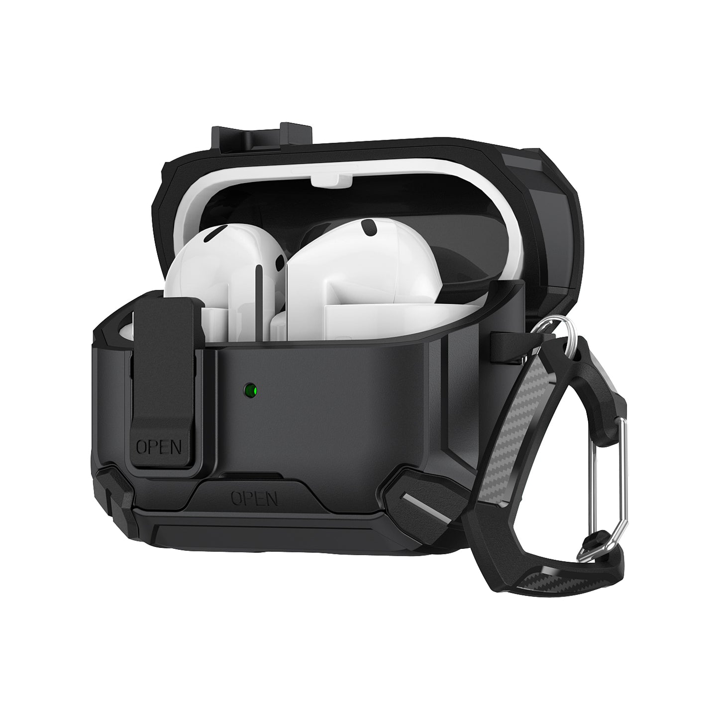 For Galaxy Buds 3 / 3 Pro Case with Lock Lid & Stand, Shockproof Protective Cover (Black)