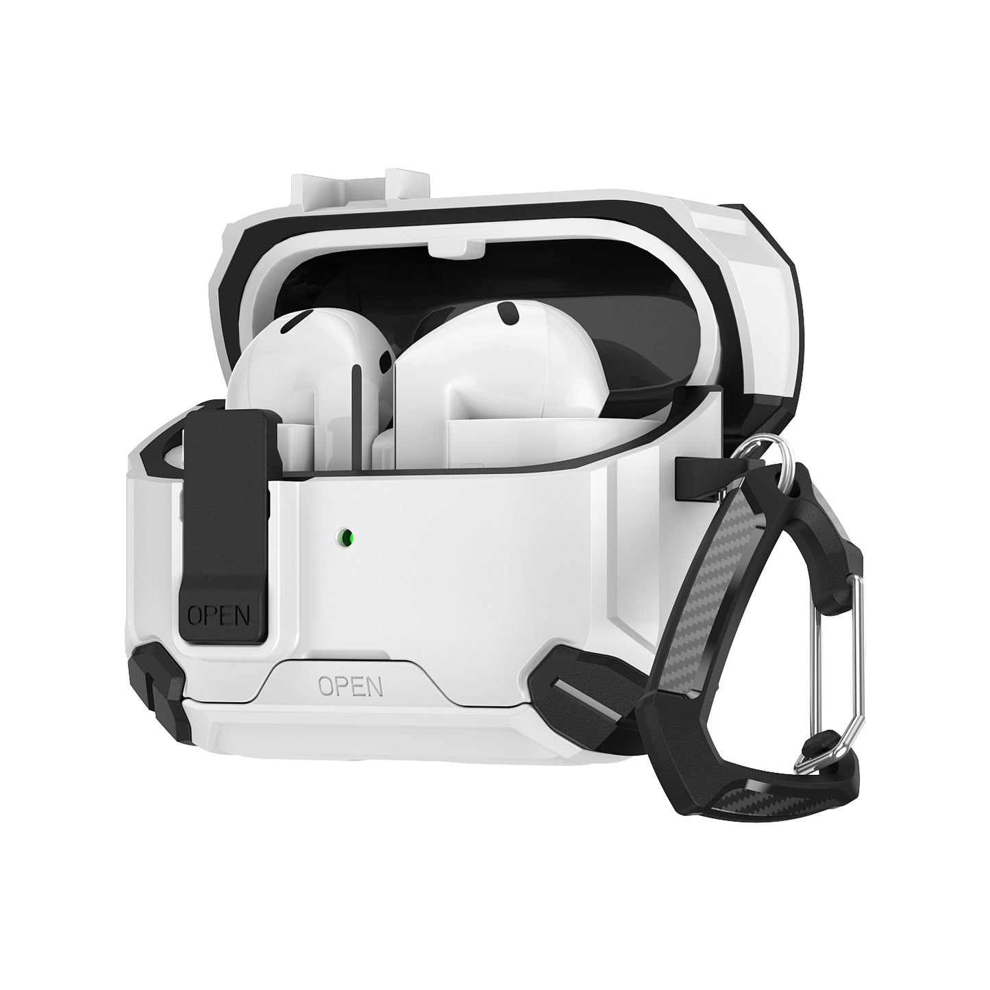 For Galaxy Buds 3 / 3 Pro Case with Lock Lid & Stand, Shockproof Protective Cover (White)