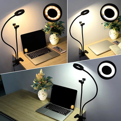 Clip Ring Light Video Conference Lighting USB Laptop Desk Lamp Zoom Phone Stand