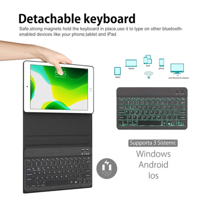 For iPad Backlit 7 Colours Bluetooth Keyboard Smart Cover Flip Case