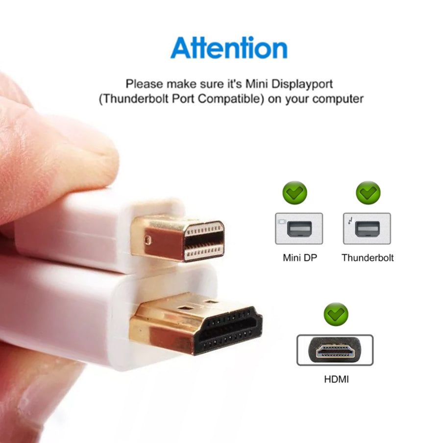 1.8M Mini Display Port DP to HDMI Adapter Cable For MacBook Pro Air Thunderbolt
