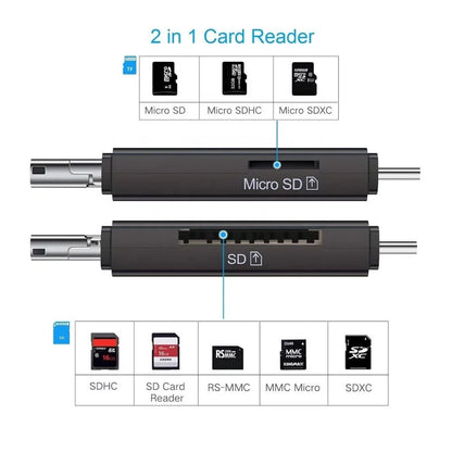 3 in 1 Micro SD Card Reader Adapter to Micro USB Type-C Converter For Phone Tablet