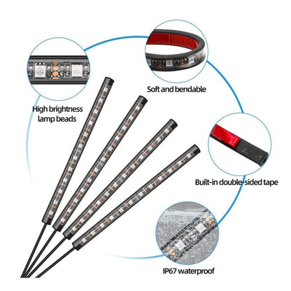 LED Car Interior Footwell 8 Colours RGB Car Atmosphere Lamp Decor Strip Light