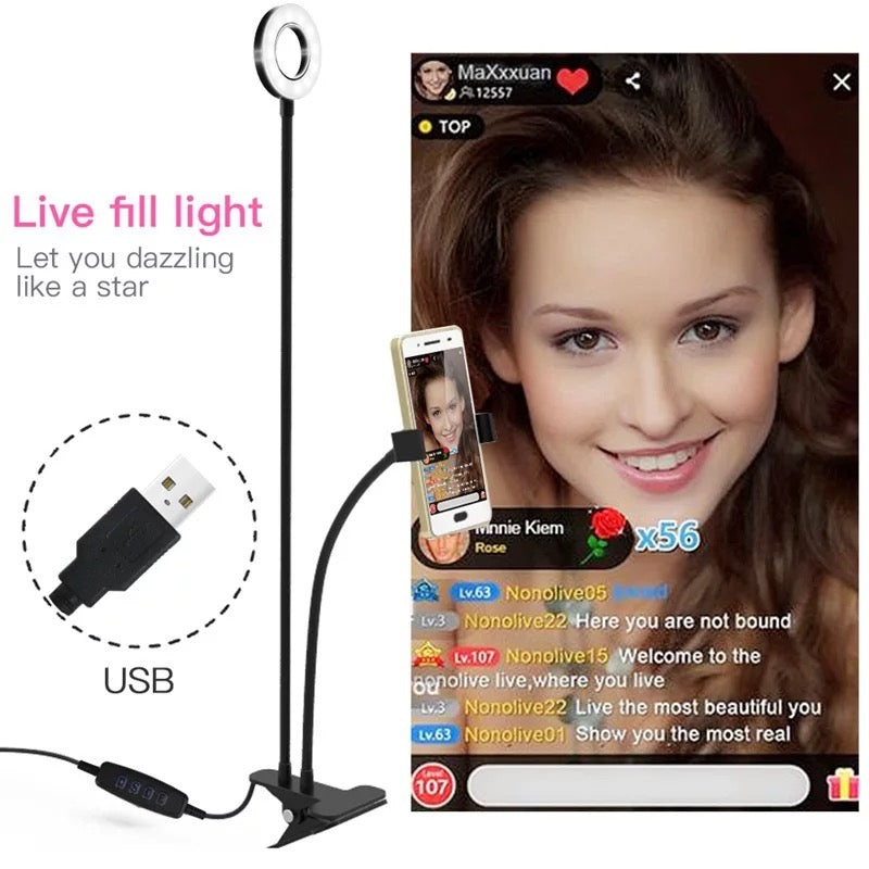 Clip Ring Light Video Conference Lighting USB Laptop Desk Lamp Zoom Phone Stand