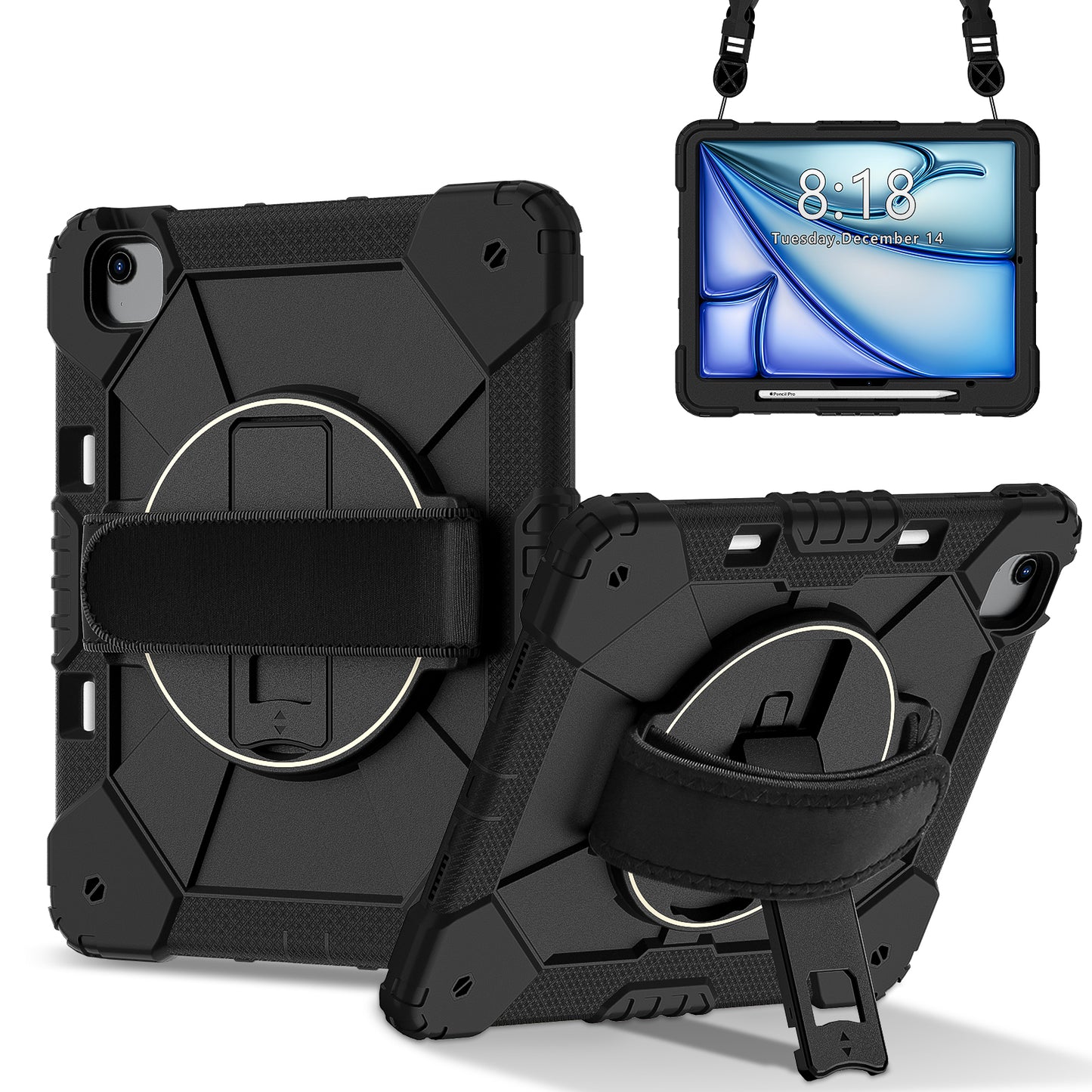 Rugged Stand Hard Case Shockproof Cover Strap For iPad Air 13" 2024 & 2025