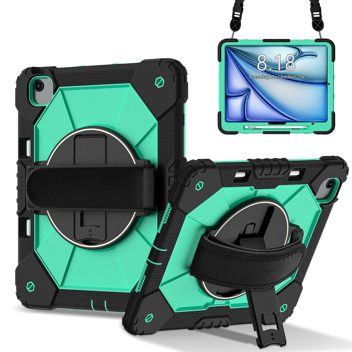 Rugged Stand Hard Case Shockproof Cover Strap For iPad Air 13" 2024 & 2025