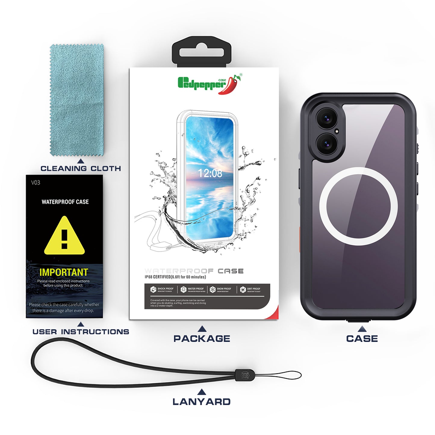 Redpepper Case Life Waterproof ShockProof Cover For iPhone 17 (6.3”)