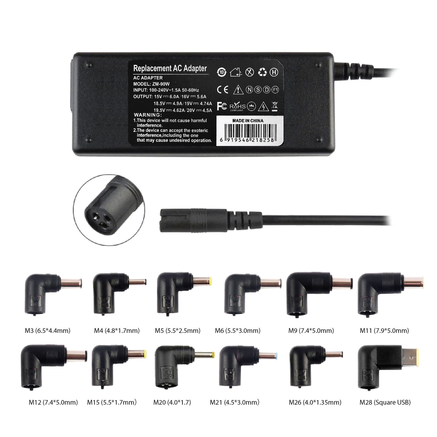 For Universal 90W 12 Tips AC Laptop Adapter Power Charger Plug For HP DELL TOSHIBA SONY ACER