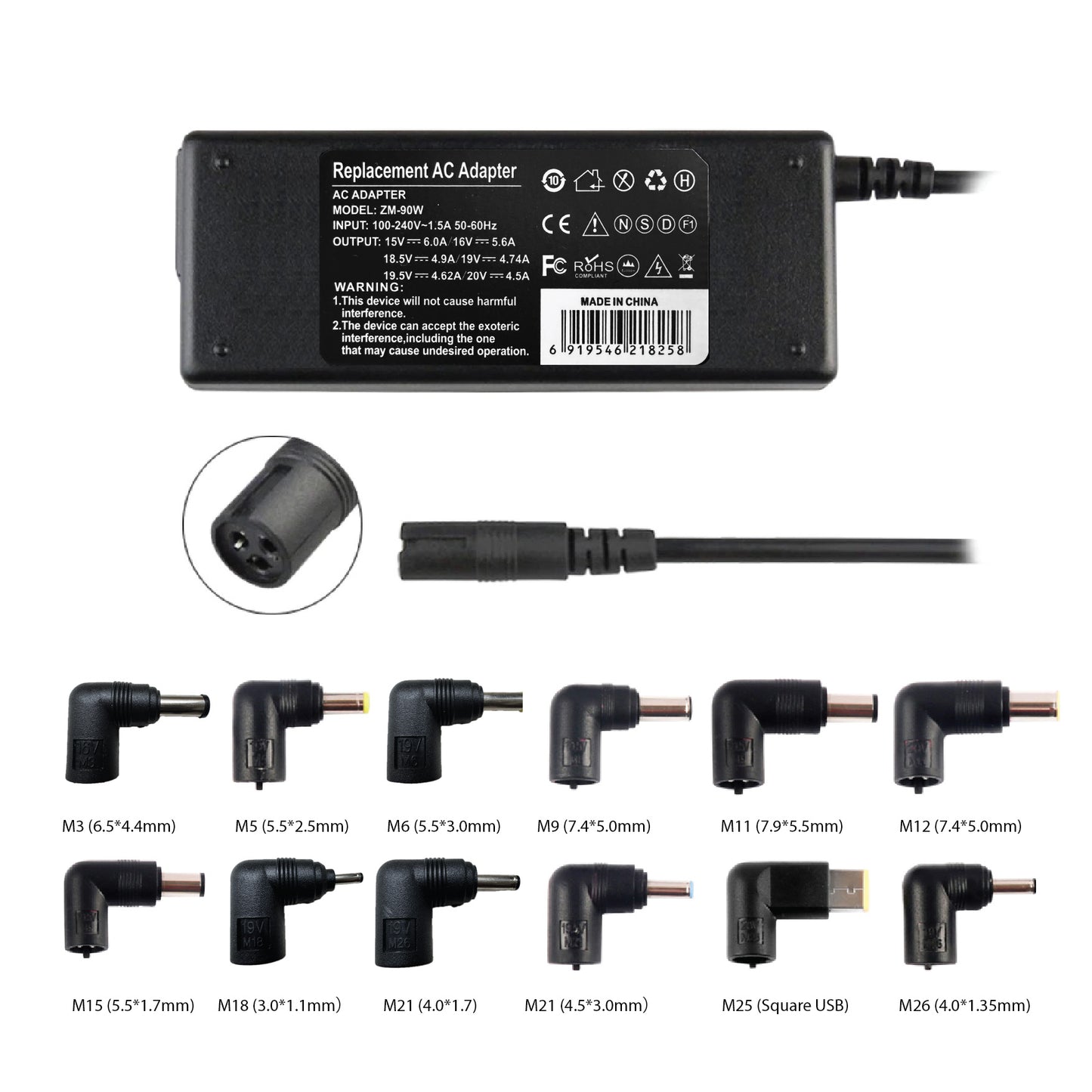 For Universal 90W 12 Tips AC Laptop Adapter Power Charger Plug For HP DELL TOSHIBA SONY ACER
