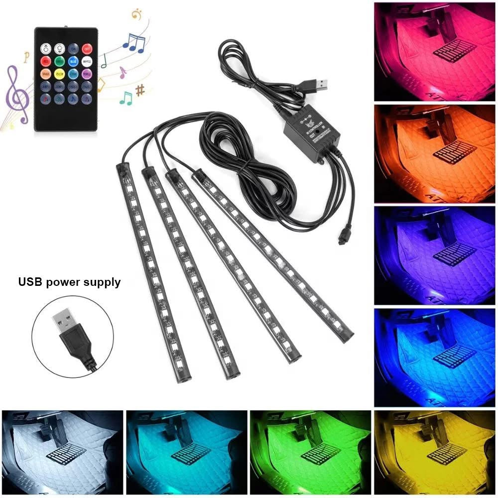 LED Car Interior Footwell 8 Colours RGB Car Atmosphere Lamp Decor Strip Light