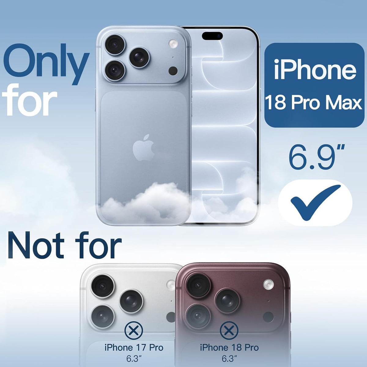 For Apple iPhone 18 Pro Max 6.9-inch Crystal Clear Case Compatible with MagSafe (Glacier)
