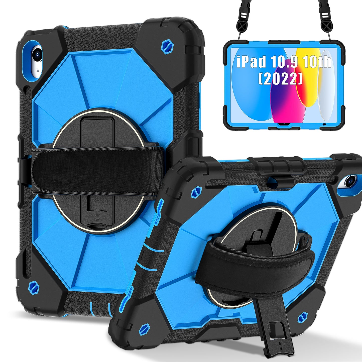 Rugged Stand Hard Case Shockproof Cover Strap iPad 10th gen 10.9" (2022) / 11th gen A16 (2025)
