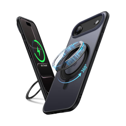 For iPhone 17 Air (6.5") Magnetic MagSafe Shockproof Case Ring Stand Black Cover