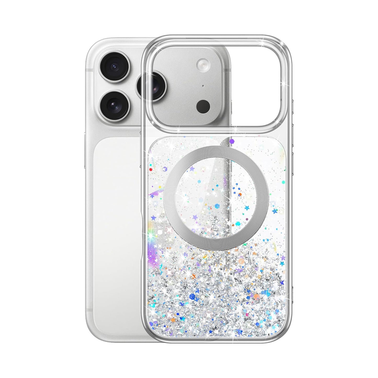 iPhone 17 Pro (6.3") Glitter Case Clear MagSafe Compatible Sparkly Shockproof Bling Phone Cover