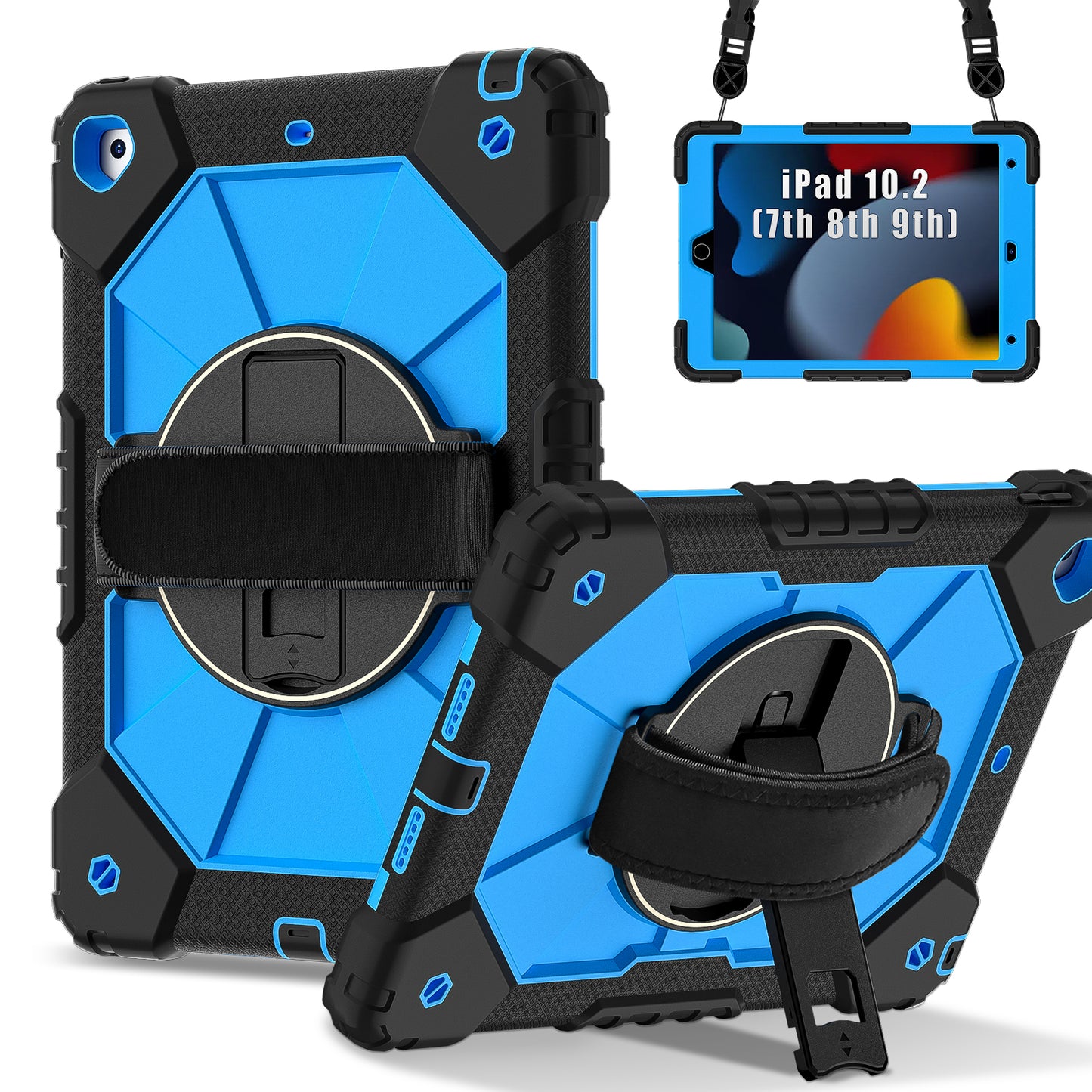 Rugged Stand Hard Case Shockproof Cover Strap For iPad 7/8/9 gen 10.2" (2019/2020/2021)