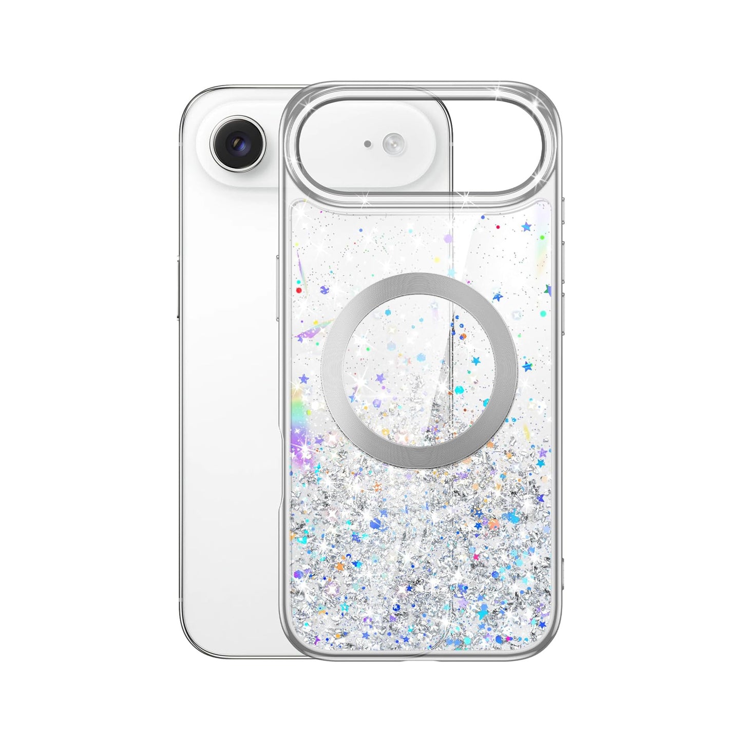 iPhone 17 Air (6.5") Glitter Case Clear MagSafe Compatible Sparkly Shockproof Bling Phone Cover