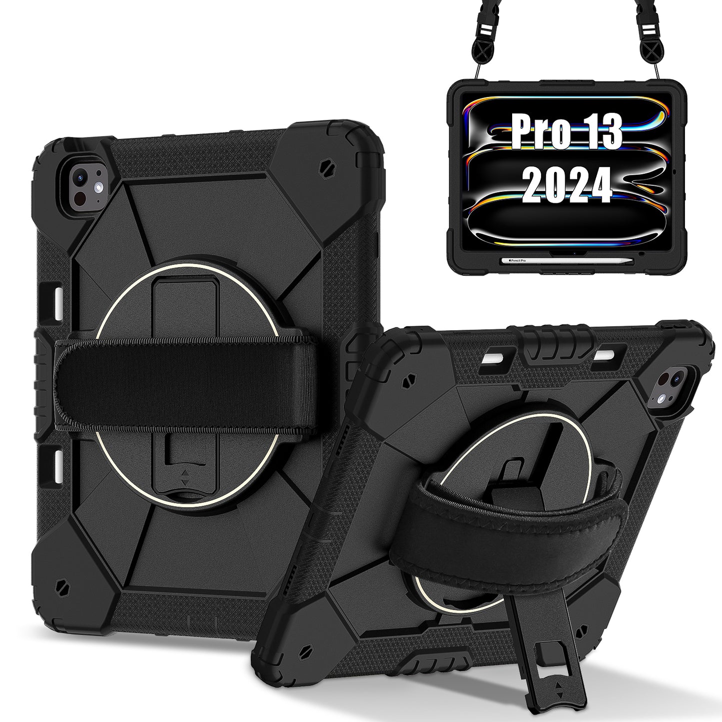 Rugged Stand Hard Case Shockproof Cover Strap For iPad Pro 13" (2024)
