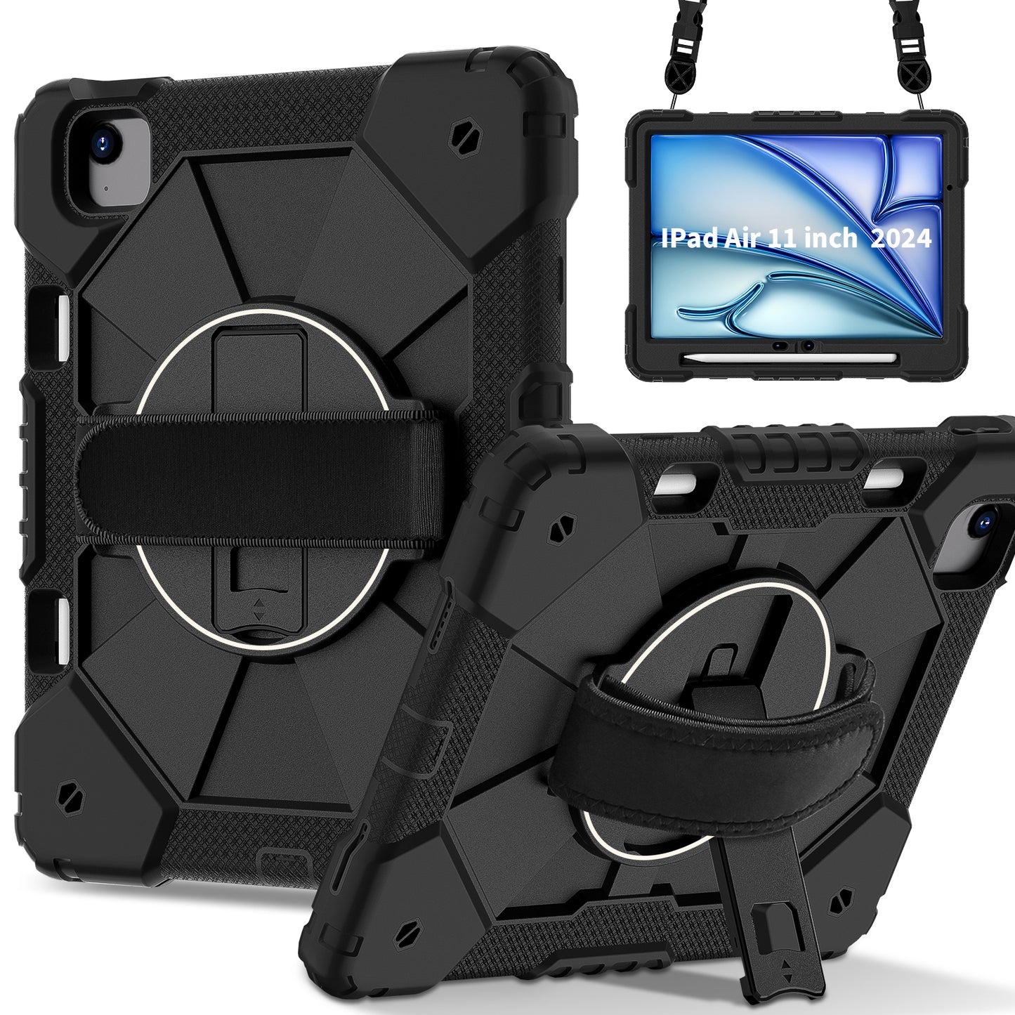 Rugged Stand Hard Case Shockproof Cover Strap For iPad Air 11" 2024 & 2025