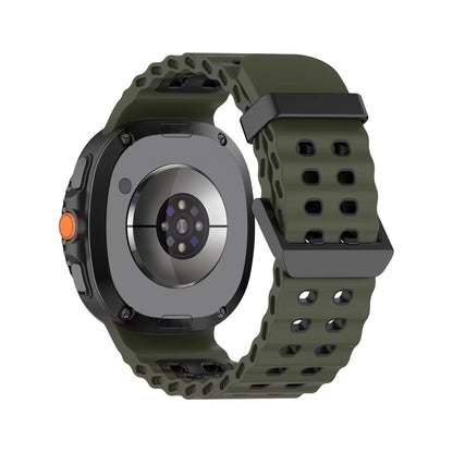 Rugged Breathable Sport Band Soft Silicone Waterproof For Samsung Galaxy Watch Ultra 47mm - Green