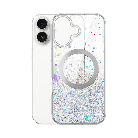 iPhone 17 (6.3") Glitter Case Clear MagSafe Compatible Sparkly Shockproof Bling Phone Cover