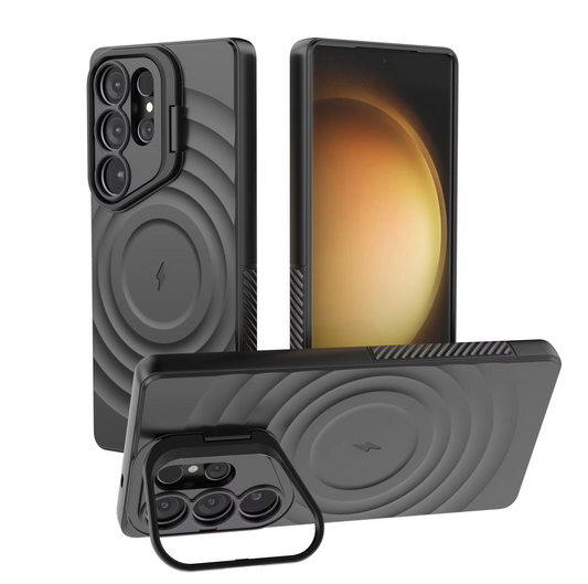 For Samsung Galaxy S25 Ultra Magnetic Magsafe Case Back Camera Holder Cover - Black