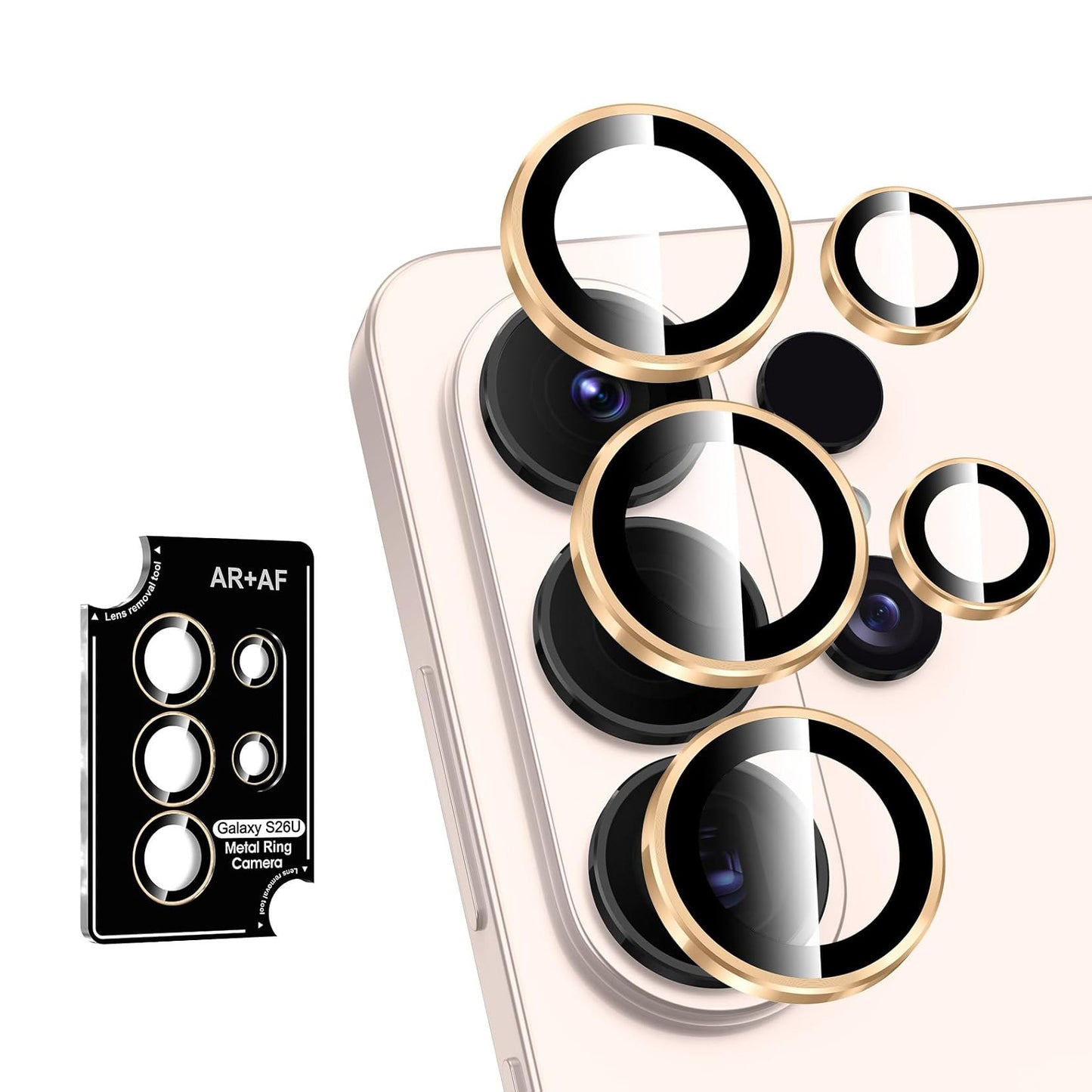 For Samsung Galaxy S26 Ultra Metal Camera Lens Glass Individual Eagle Protector Cover (Gold)