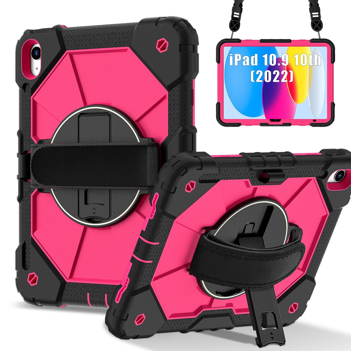 Rugged Stand Hard Case Shockproof Cover Strap iPad 10th gen 10.9" (2022) / 11th gen A16 (2025)