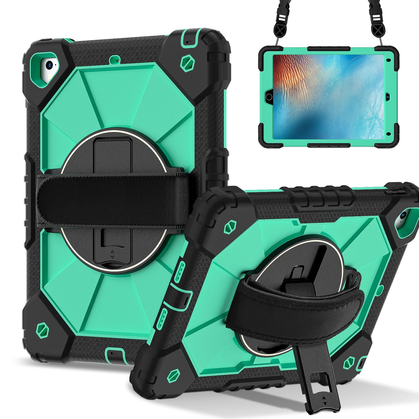 Rugged Stand Hard Case Shockproof Cover Strap For iPad 5th (2017) / 6th (2018)