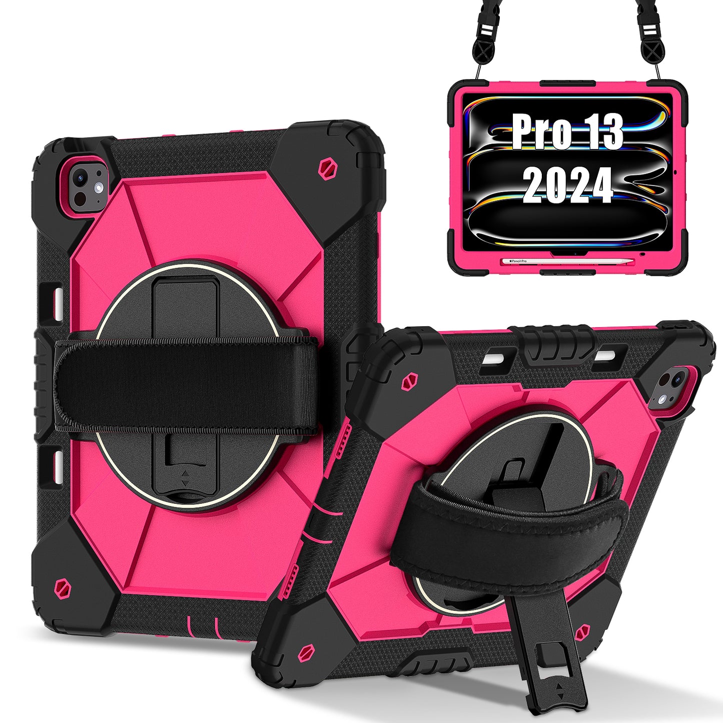 Rugged Stand Hard Case Shockproof Cover Strap For iPad Pro 13" (2024)