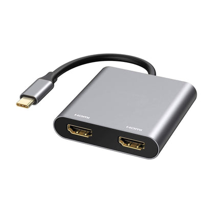 USB C Dual HDMI Adapter 4K, USB C to HDMI Dual Monitor Adapter 2 HDMI Hub Converter for Dell HP Surface Lenovo MacBook Type C Laptops