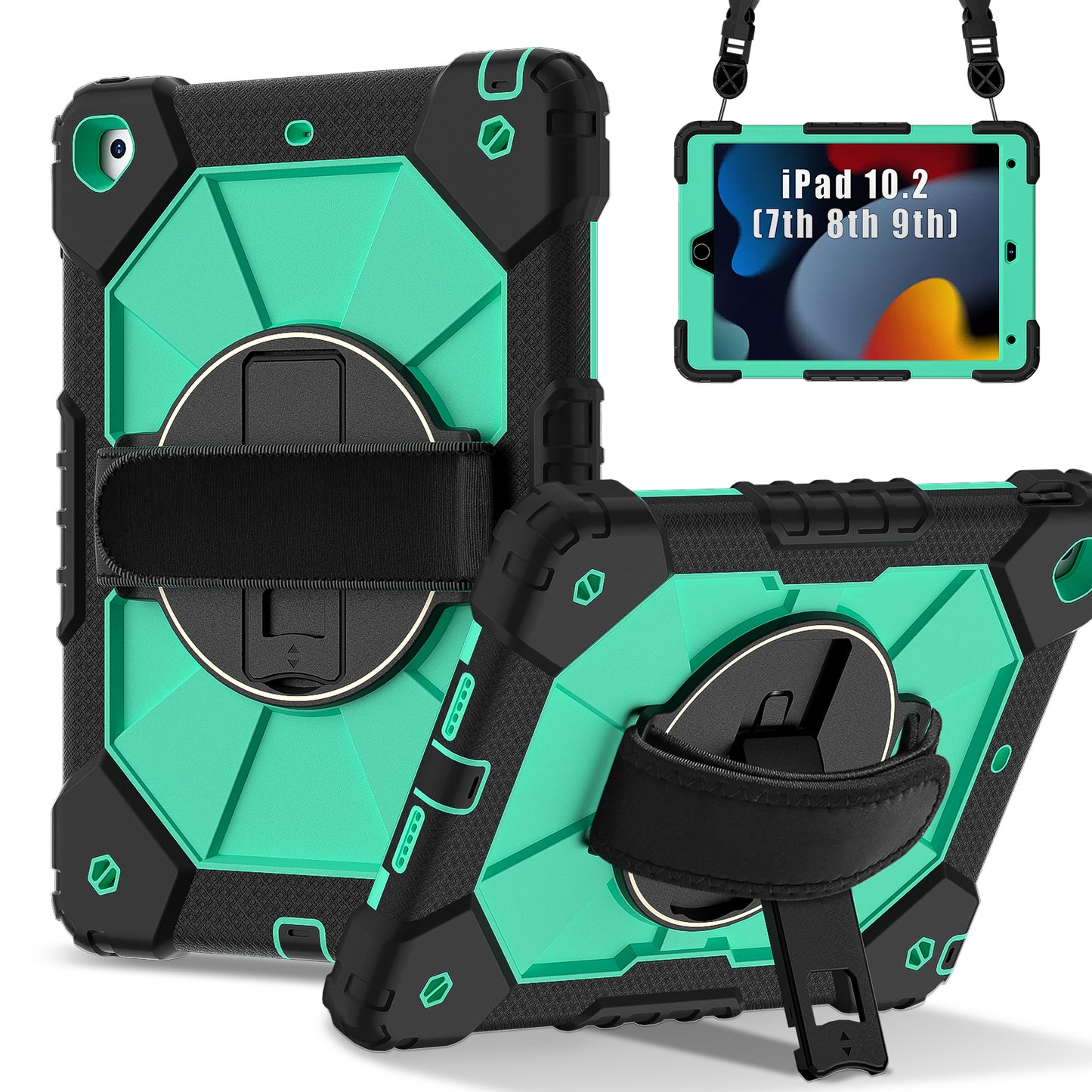 Rugged Stand Hard Case Shockproof Cover Strap For iPad 7/8/9 gen 10.2" (2019/2020/2021)