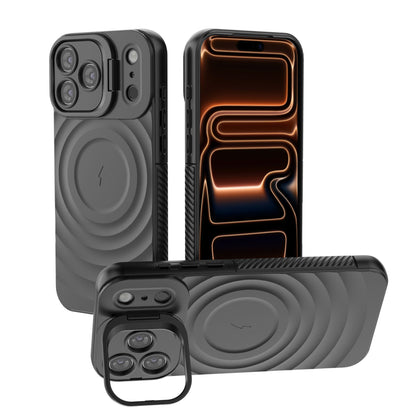 For Apple iPhone 17 Pro Max Magnetic Magsafe Case Back Camera Holder Ripple Cover (Black)