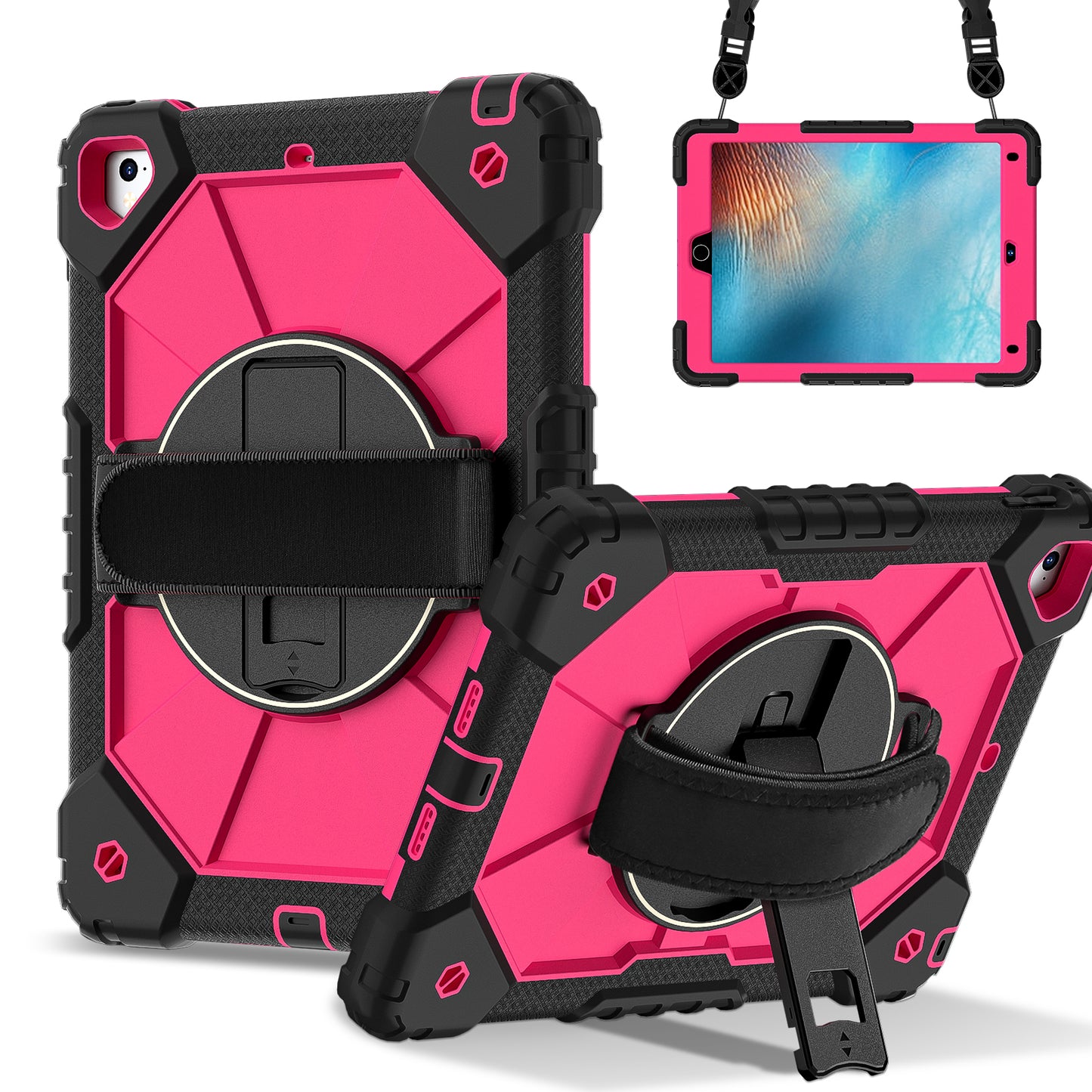 Rugged Stand Hard Case Shockproof Cover Strap For iPad 5th (2017) / 6th (2018)
