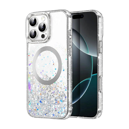 iPhone 16 Pro Max Glitter Case Clear MagSafe Compatible Sparkly Shockproof Bling Phone Cover