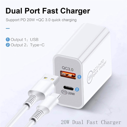 20W USB Type-C Wall Adapter Fast Charger PD Plug
