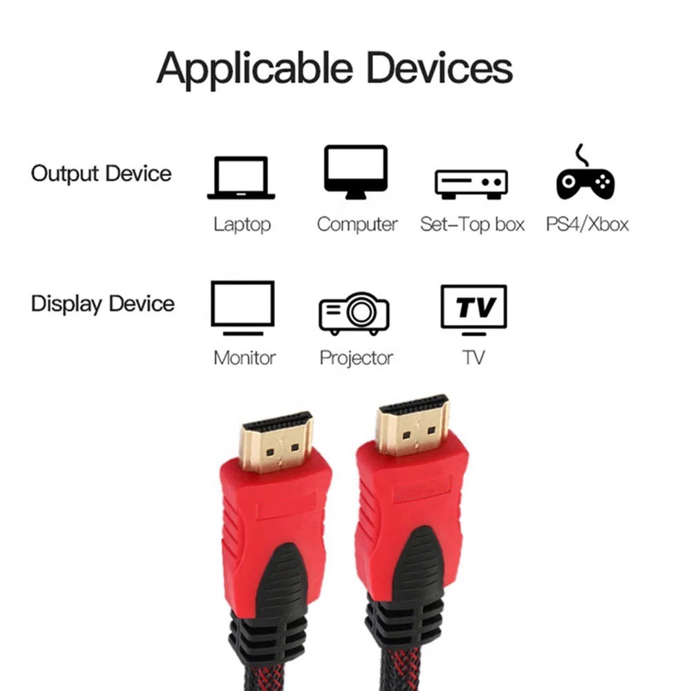 HDMI to HDMI Cable Braided Male to Male Gold Plated 4K 3D 1080P