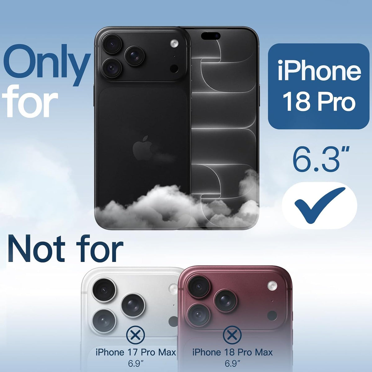 For Apple iPhone 18 Pro / 17 Pro (6.3") - Black Crystal Case Compatible with MagSafe