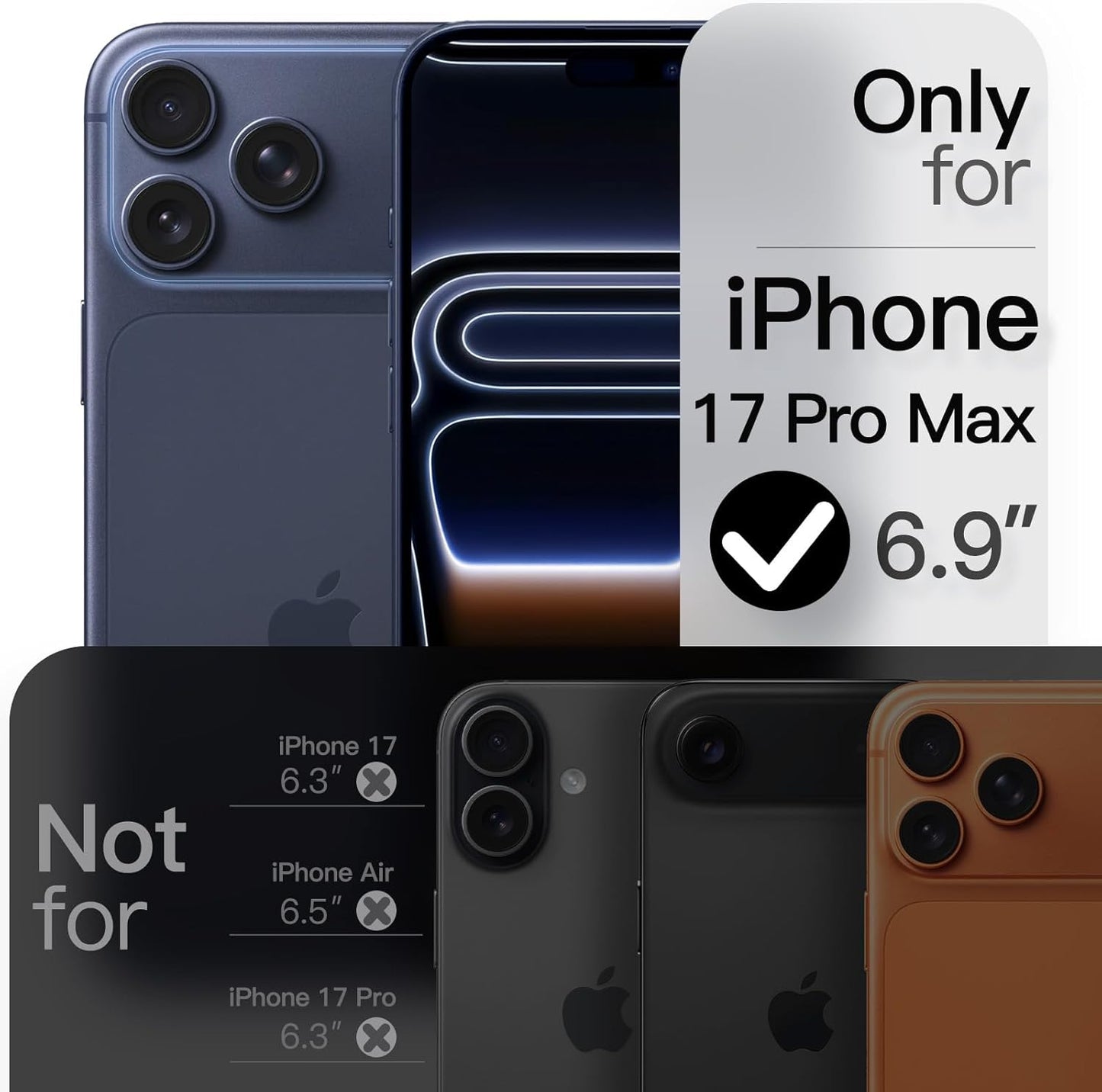 For iPhone 17 Pro Max (6.9") Magnetic MagSafe Shockproof Case Ring Stand Black Cover