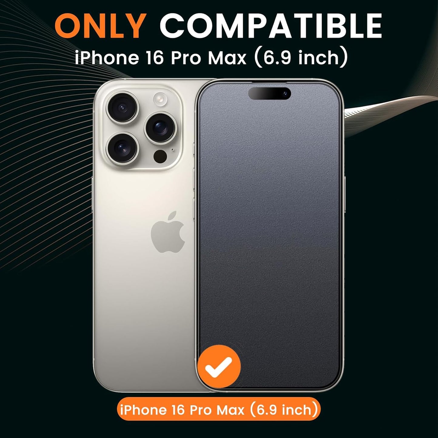For iPhone 16 Pro Max (6.9”) Matte Anti-Glare Screen Protector 9H Tempered Glass Film
