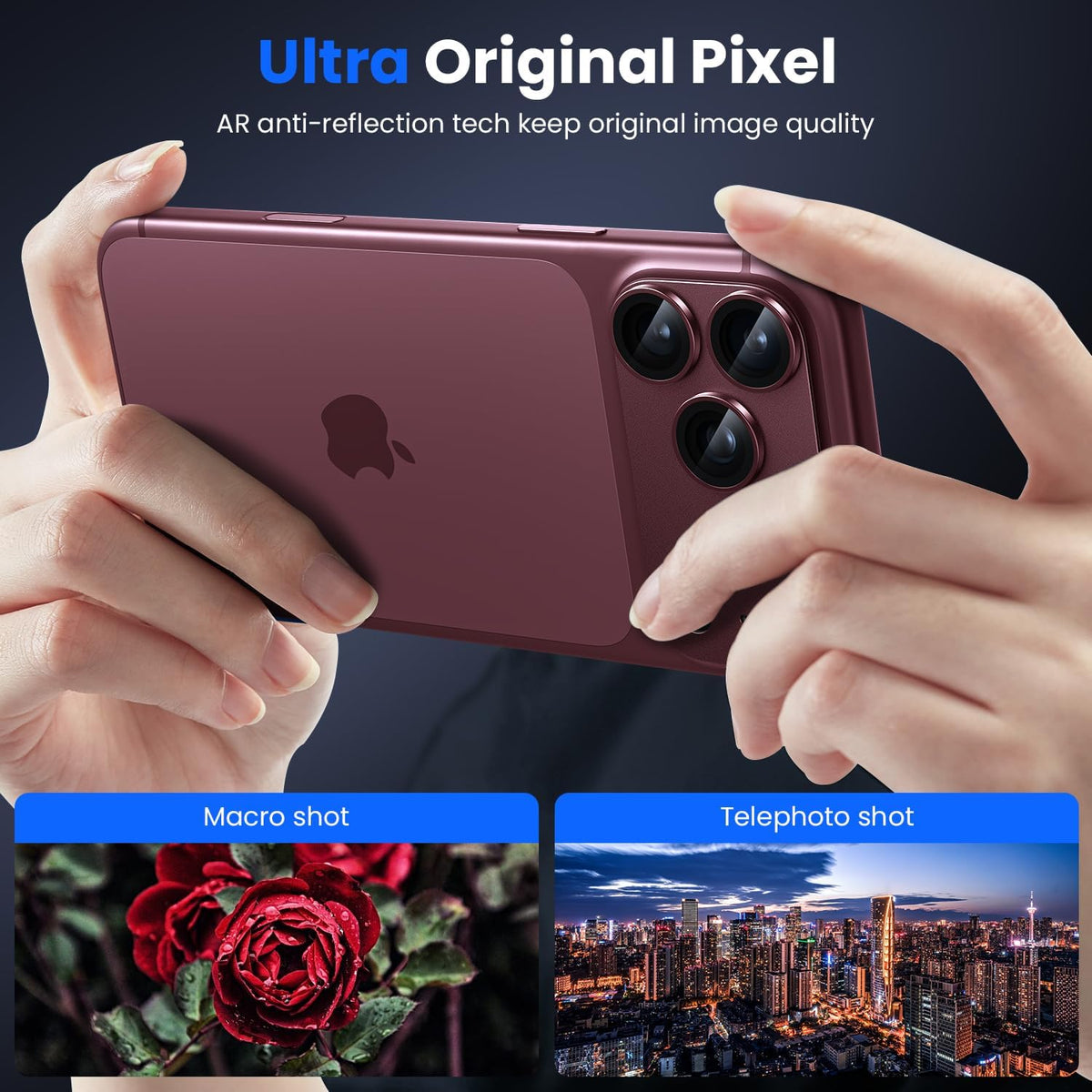 iPhone 18 Pro / 17 Pro Camera Lens Protector, Military Grade Aluminum Alloy & Tempered Glass (Burgundy)