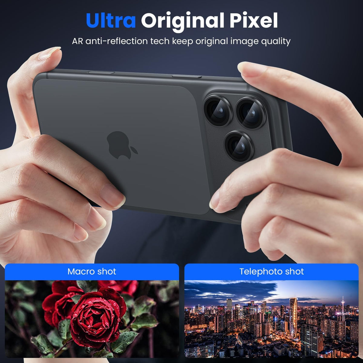 iPhone 18 Pro Max / 17 Pro Max Camera Lens Protector, Military Grade Aluminum Alloy & Tempered Glass, Black Titanium