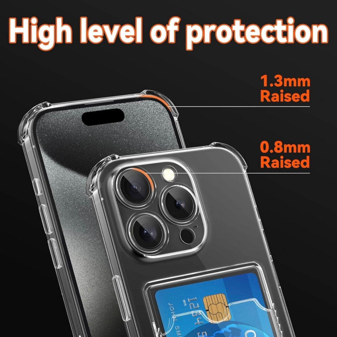 For iPhone 16 15 Pro Max Case with Card Holder, Wallet Case Clear Slim Soft Protective Cover Shockproof Anti-Scratch Phone Card Case