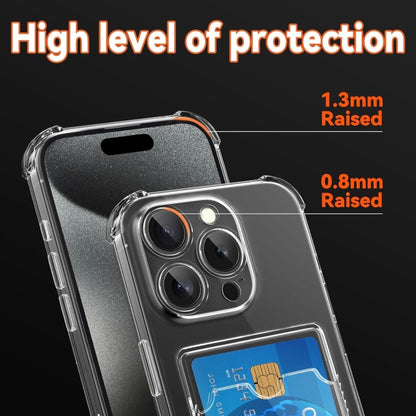 For iPhone 16 15 Pro Max Case with Card Holder, Wallet Case Clear Slim Soft Protective Cover Shockproof Anti-Scratch Phone Card Case