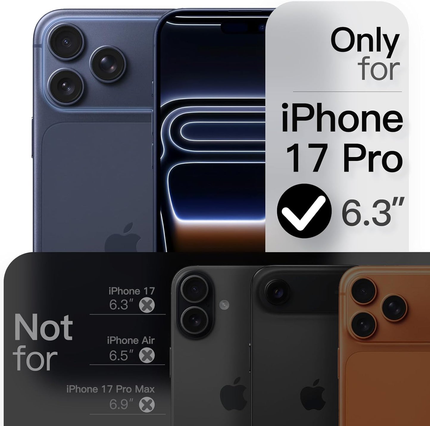 For iPhone 17 Pro (6.3") Magnetic MagSafe Shockproof Case Ring Stand Black Cover