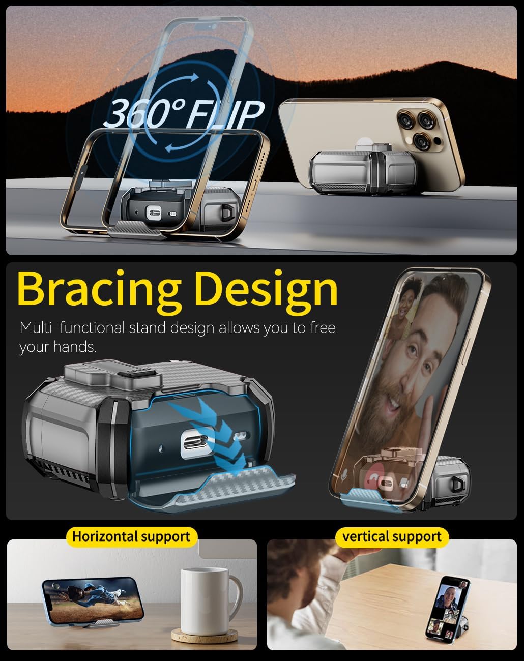 For Airpods Pro 3 (2025) Case with Lock Lid & Stand, Shockproof Protective Cover (Grey)