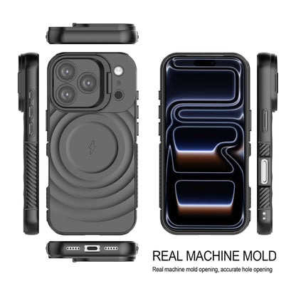 For Apple iPhone 17 Pro Magnetic Magsafe Case Back Camera Holder Ripple Cover (Black)