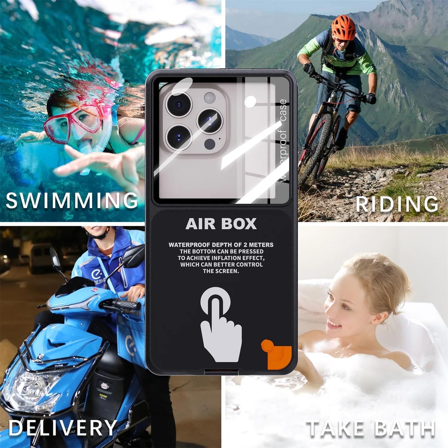 Redpepper Case Underwater IP68 Waterproof Phone Case Cover Fits 6.9 inch Phones